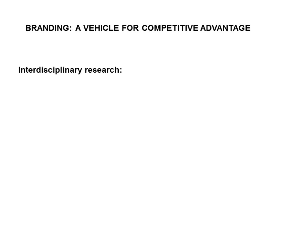 BRANDING: A VEHICLE FOR COMPETITIVE ADVANTAGE Interdisciplinary research: